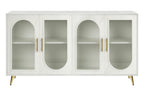 60" Teal Blue Ribbed Texture Sideboard with Four Doors