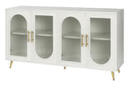 60" Teal Blue Ribbed Texture Sideboard with Four Doors