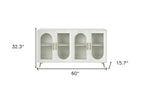 60" Teal Blue Ribbed Texture Sideboard with Four Doors