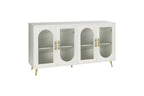 60" Teal Blue Ribbed Texture Sideboard with Four Doors