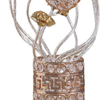22" Silver And Rose Gold Metal And Acrylic Flowers Bedside Lamp