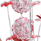 21" Silver and Clear Metal and Faux Crystal Geometric And Roses Bedside Lamp