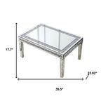 36" Clear and Silver Mirrored Faux Crystal and Glass Coffee Table