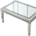 36" Clear and Silver Mirrored Faux Crystal and Glass Coffee Table