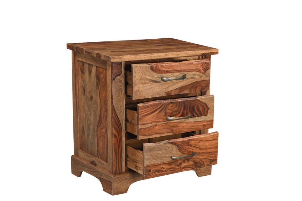 Three Piece Brown Solid Wood Bedroom Set