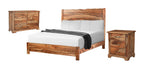 Three Piece Brown Solid Wood Bedroom Set