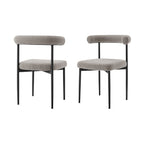 Set of Two Gray And Black Upholstered Polyester Open Back Dining Side Chairs