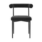 Set of Two Black Upholstered Polyester Open Back Dining Side Chairs