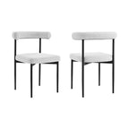 Set of Two Gray And Black Upholstered Polyester Open Back Dining Side Chairs