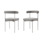 Set of Two Gray And Silver Upholstered Polyester Open Back Dining Side Chairs