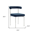 Set of Two Blue And Silver Upholstered Polyester Open Back Dining Side Chairs