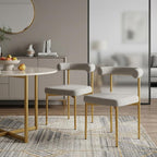 Set of Two Gray And Gold Upholstered Polyester Open Back Dining Side Chairs