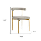 Set of Two Gray And Gold Upholstered Polyester Open Back Dining Side Chairs