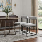 Set of Two Gray And Black Upholstered Polyester Open Back Dining Side Chairs