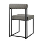 Set of Two Gray And Black Upholstered Faux Leather Open Back Dining Side Chairs