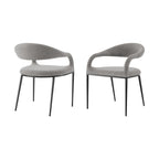 Set of Two Gray And Black Upholstered Polyester Open Back Dining Arm Chairs