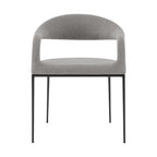 Set of Two Gray And Black Upholstered Polyester Open Back Dining Arm Chairs