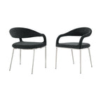 Set of Two Gray And Silver Upholstered Polyester Open Back Dining Arm Chairs