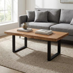 70" Natural And Black Solid Wood And Iron Live Edge Coffee Table