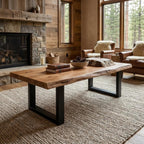 70" Natural And Black Solid Wood And Iron Live Edge Coffee Table