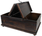 54" Dark Brown Solid Wood Distressed Lift Top Trunk Coffee Table