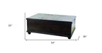 54" Dark Brown Solid Wood Distressed Lift Top Trunk Coffee Table