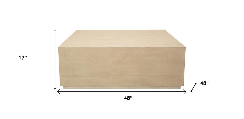 48" Natural Solid Wood Square Distressed Solid Coffee Table