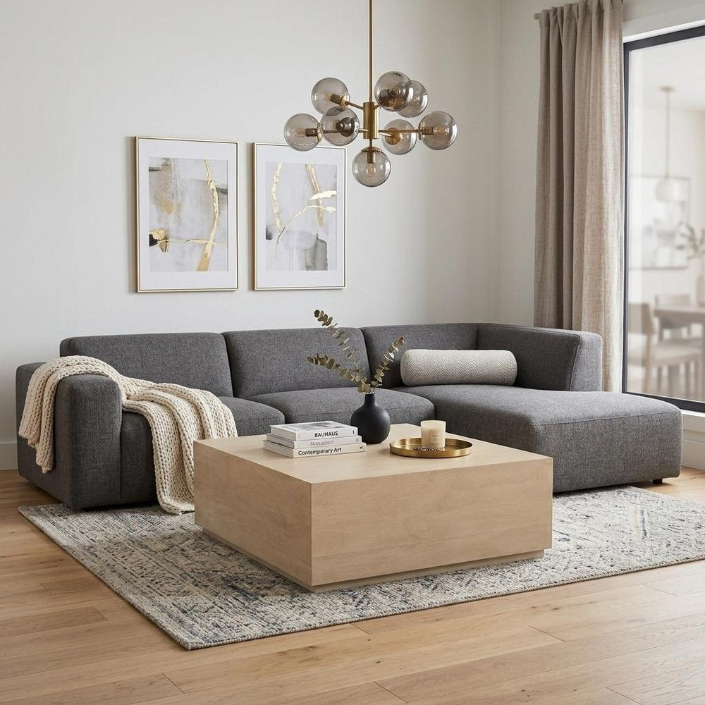 48" Natural Solid Wood Square Distressed Solid Coffee Table