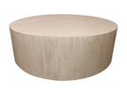 48" Natural Solid Wood Round Distressed Coffee Table