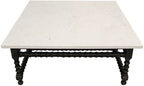 48" White And Black Genuine Marble And Solid Wood Square Coffee Table