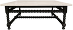 48" White And Black Genuine Marble And Solid Wood Square Coffee Table
