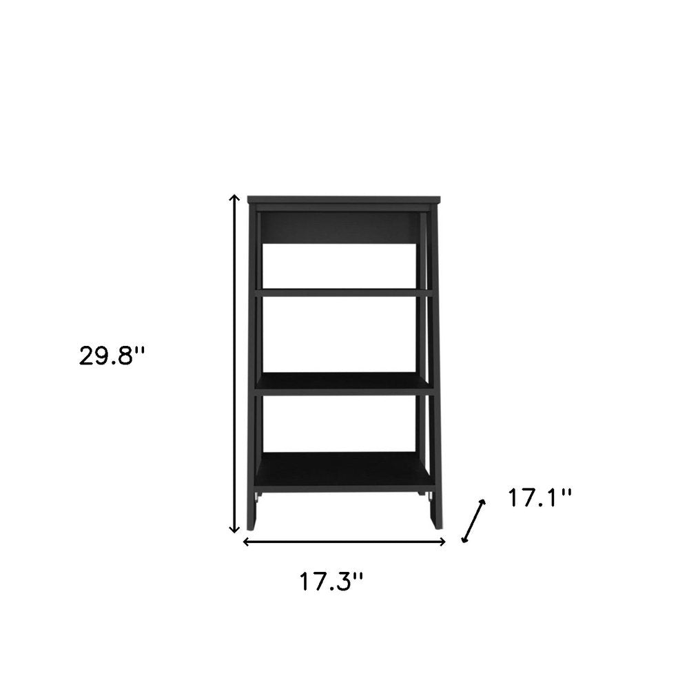 17" Black Wood Freestanding Bathroom Shelf