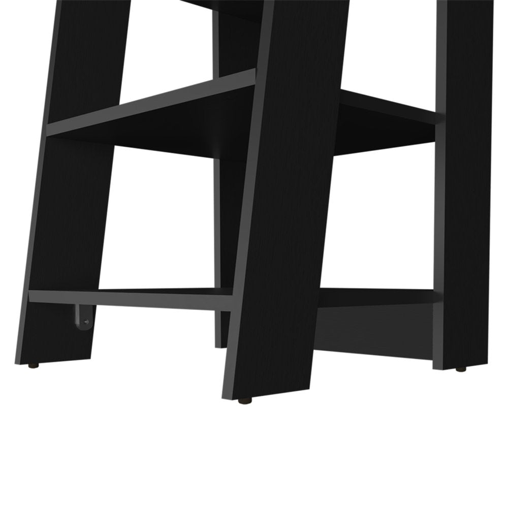 17" Black Wood Freestanding Bathroom Shelf