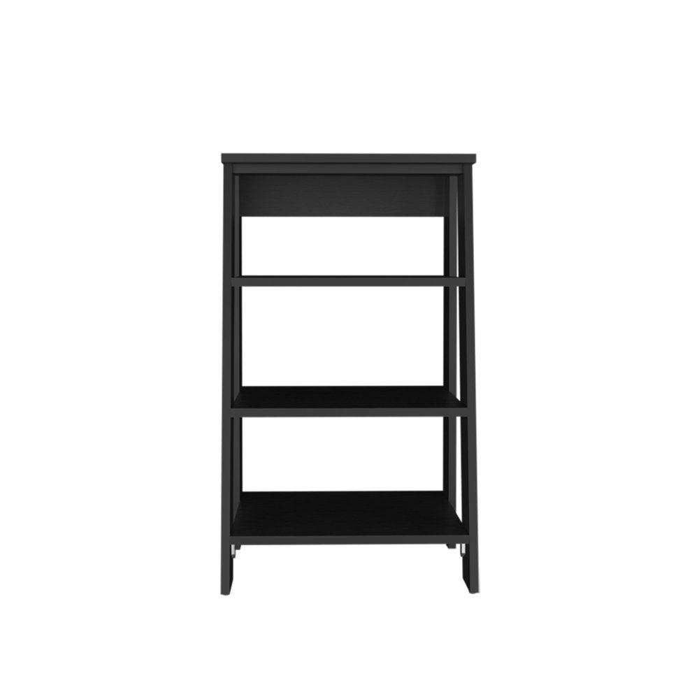 17" Black Wood Freestanding Bathroom Shelf