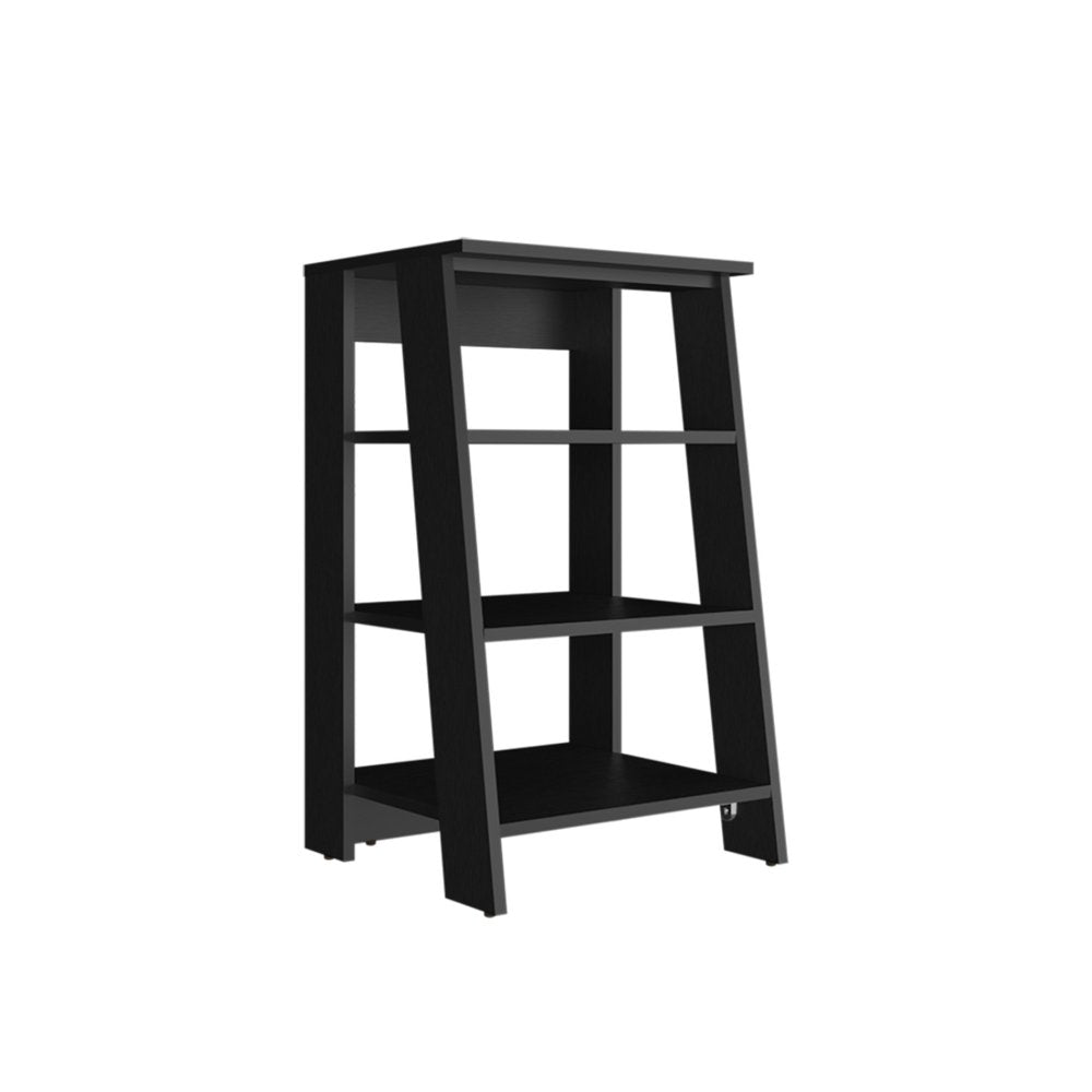 17" Black Wood Freestanding Bathroom Shelf