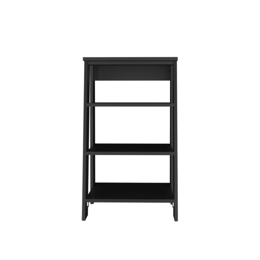 17" Black Wood Freestanding Bathroom Shelf