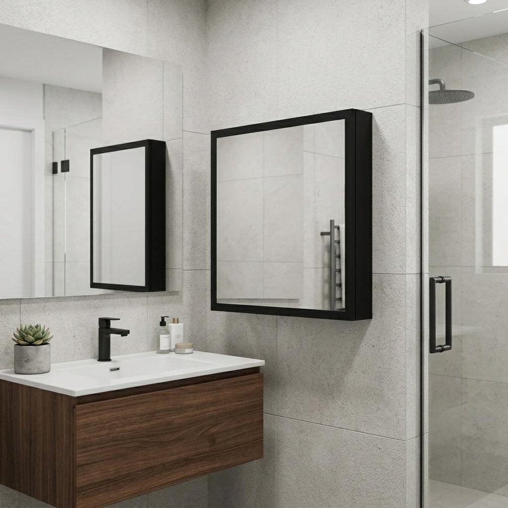 20" Black Wood Floating Bathroom Vanity