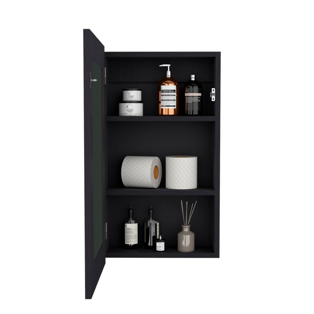 15" Black Wood Floating Bathroom Vanity