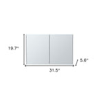 32" White Wood Wall Mounted Double Door Medicine Cabinet