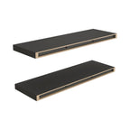 32" Set Of Two Dark Gray Wood Wall Mounted Floating Shelves