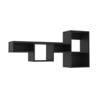 47" Black Wood Wall Mounted Cubby Shelf