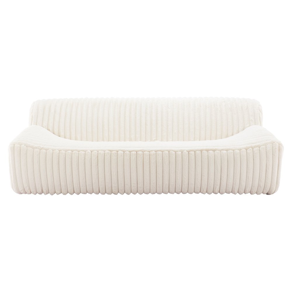 89" Cream Faux Fur Sofa