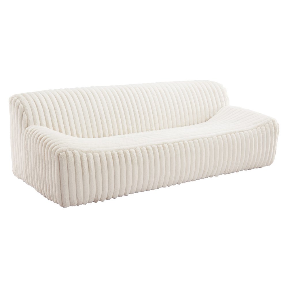 89" Cream Faux Fur Sofa