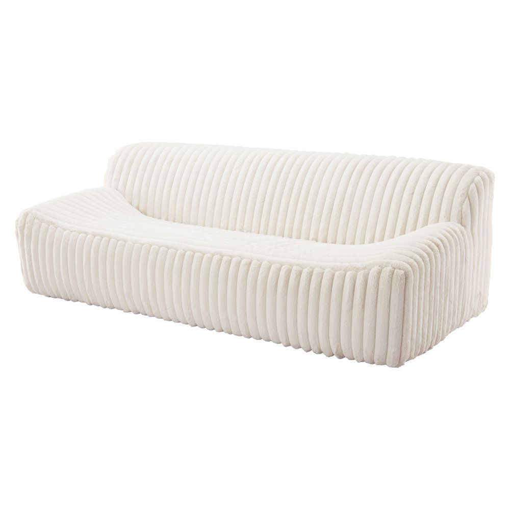 89" Cream Faux Fur Sofa