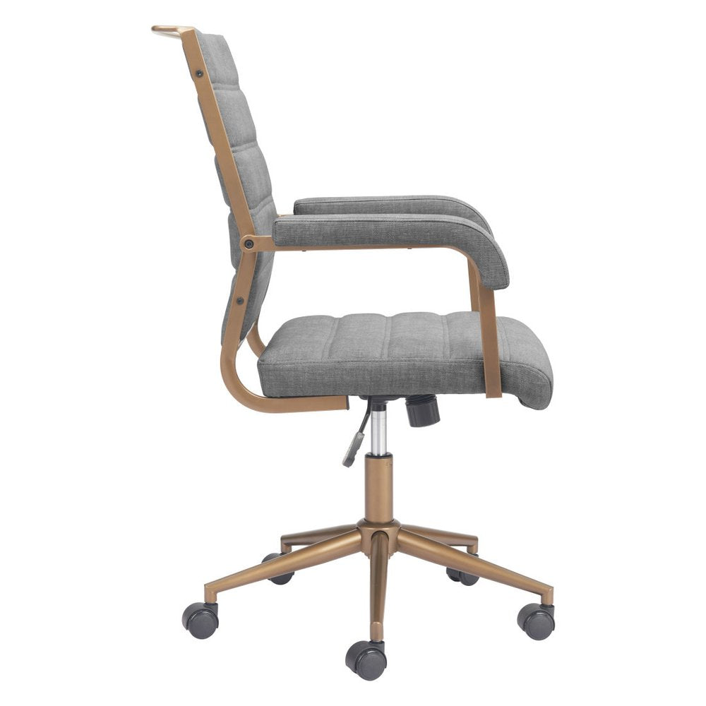 Gray and Bronze Adjustable Height Swivel Rolling Office Chair
