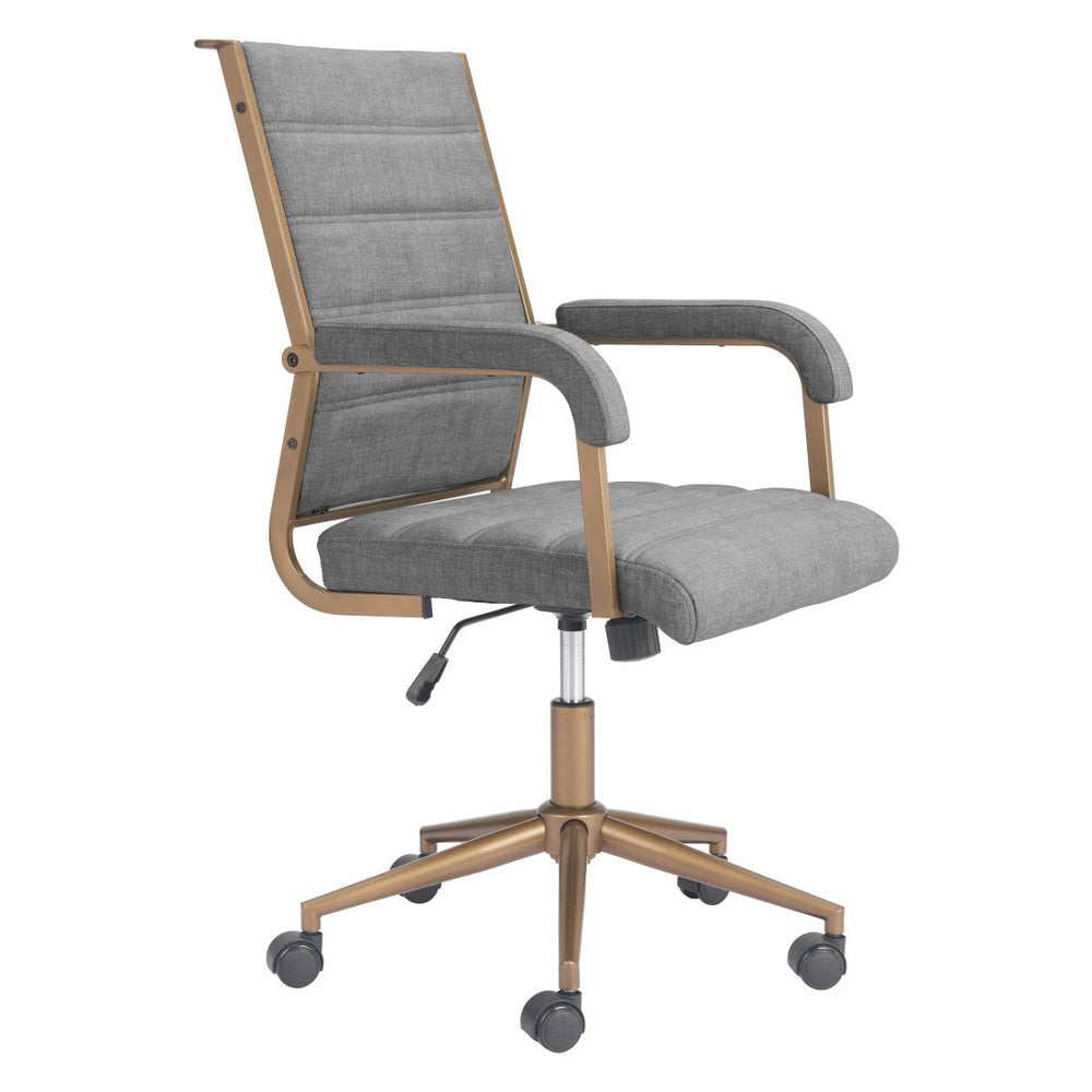 Gray and Bronze Adjustable Height Swivel Rolling Office Chair