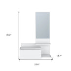 36" White Wood Wall Mounted Accent Cabinet With Drawer And Mirror