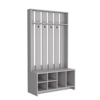 68" Gray Wood Four Hook Coat And Shoe Rack