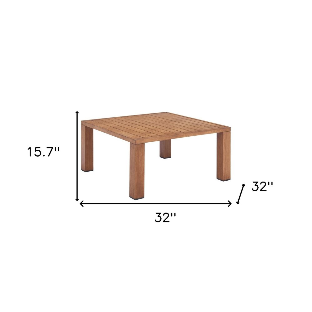 32" Brown Aluminum Square Outdoor Coffee Table