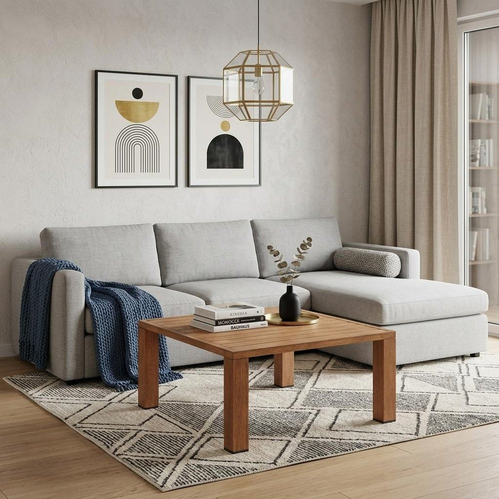 32" Brown Aluminum Square Outdoor Coffee Table